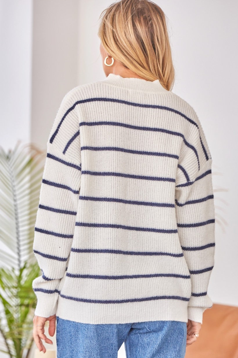 Ivory Navy Sweater